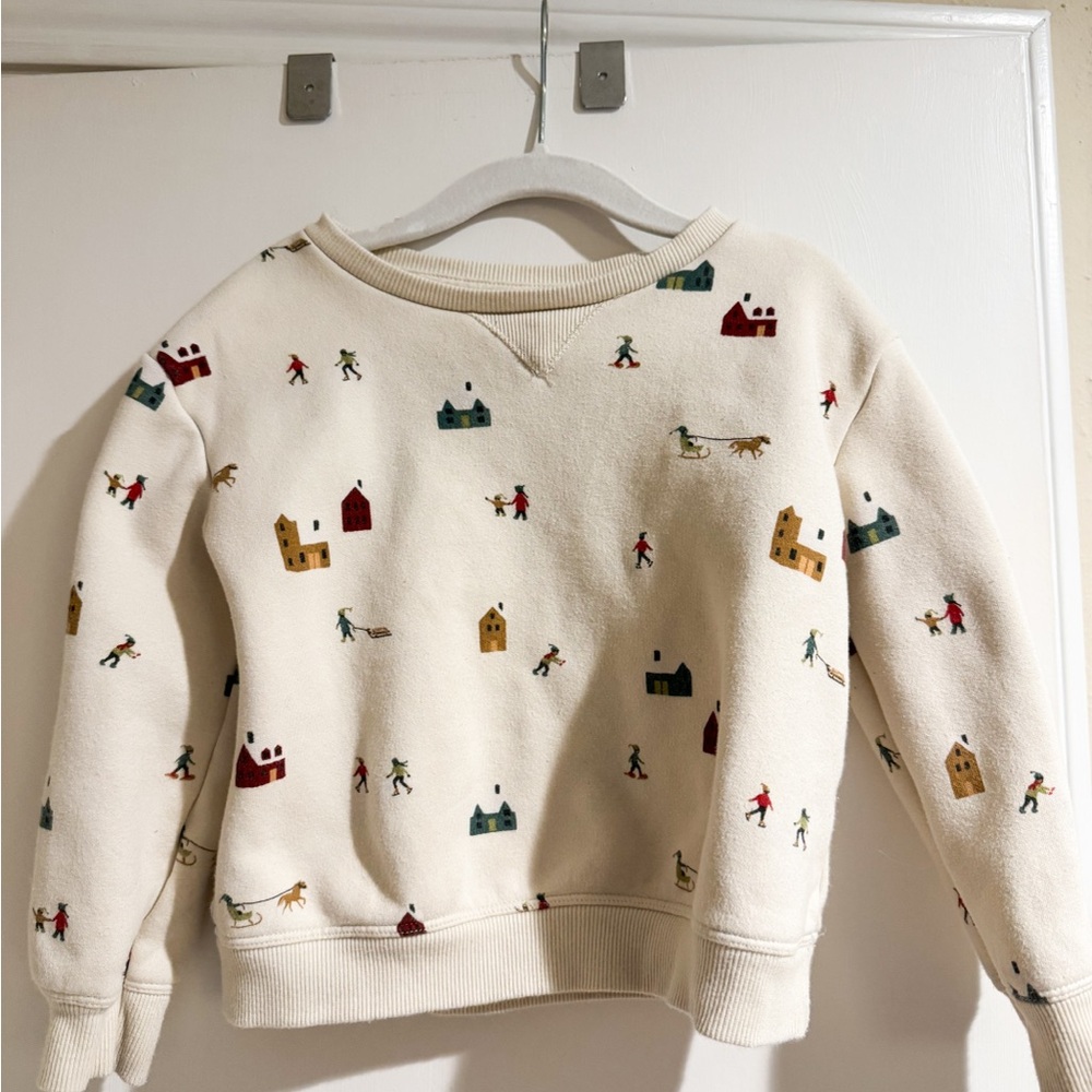 Toddler Cream Sweatshirt with Colorful Winter Print